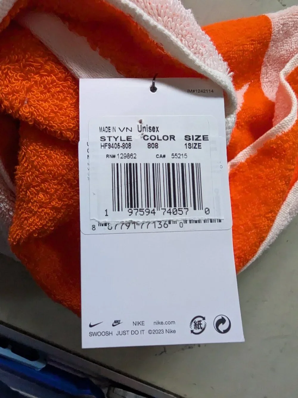 Nike Sportswear Pool Beach Towel Orange/White Box Logo NWT HF9405-808